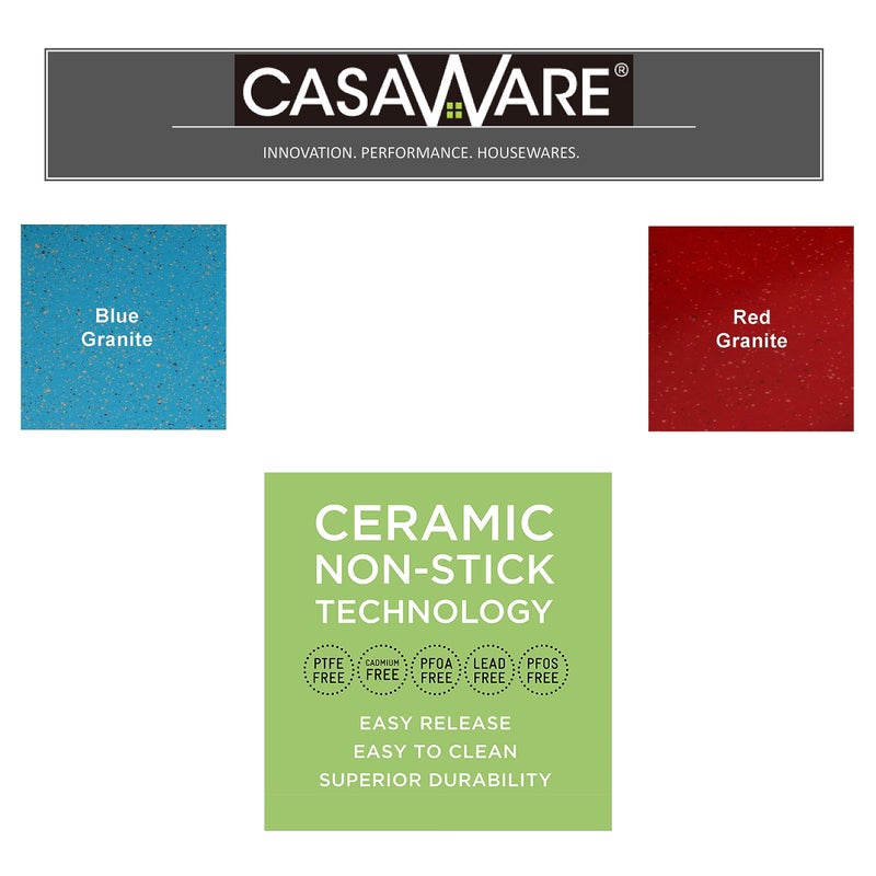 casaWare 3pc Multi-Size Cookie Sheet/Jelly Roll Pan Set (Blue Granite) - Image 3